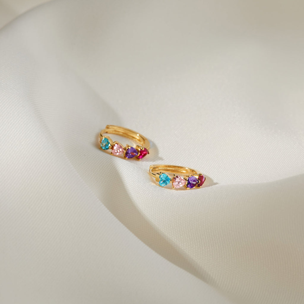Birthstone Huggie Earrings For Mom