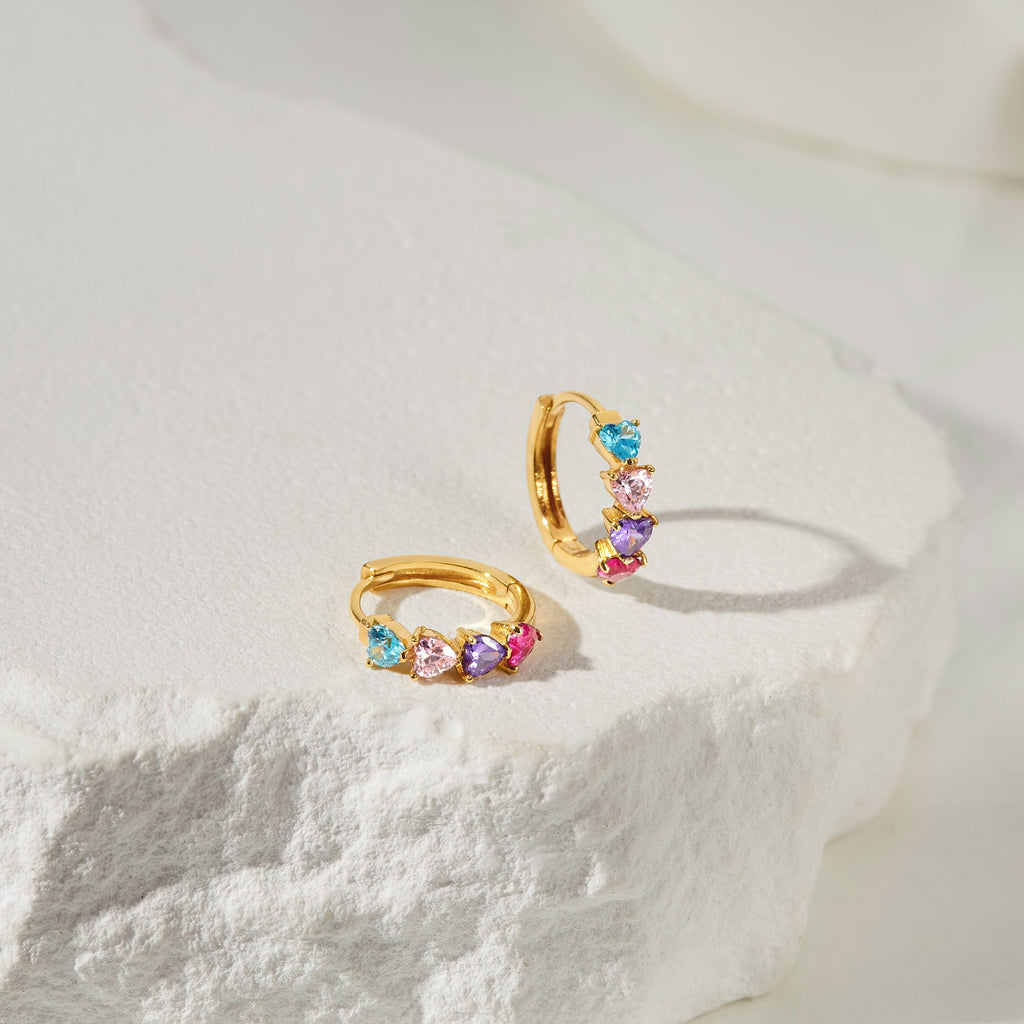 Birthstone Huggie Earrings For Mom