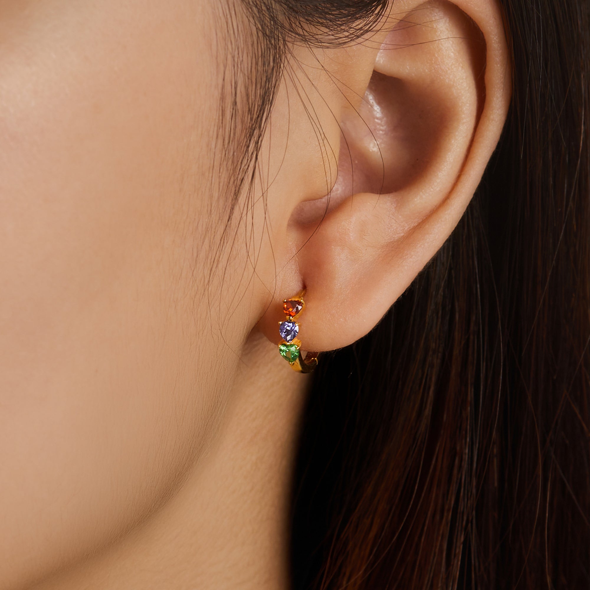 Birthstone Huggie Earrings For Mom