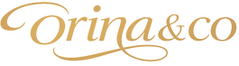 Gold 'Orina & co' logo on a white background