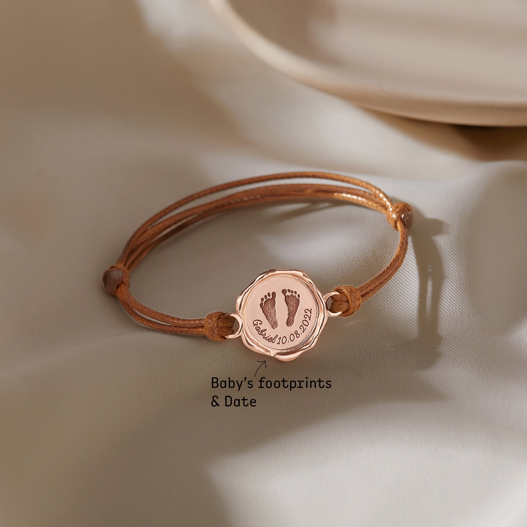 Baby Footprint Leather Bracelet - Wax Seal