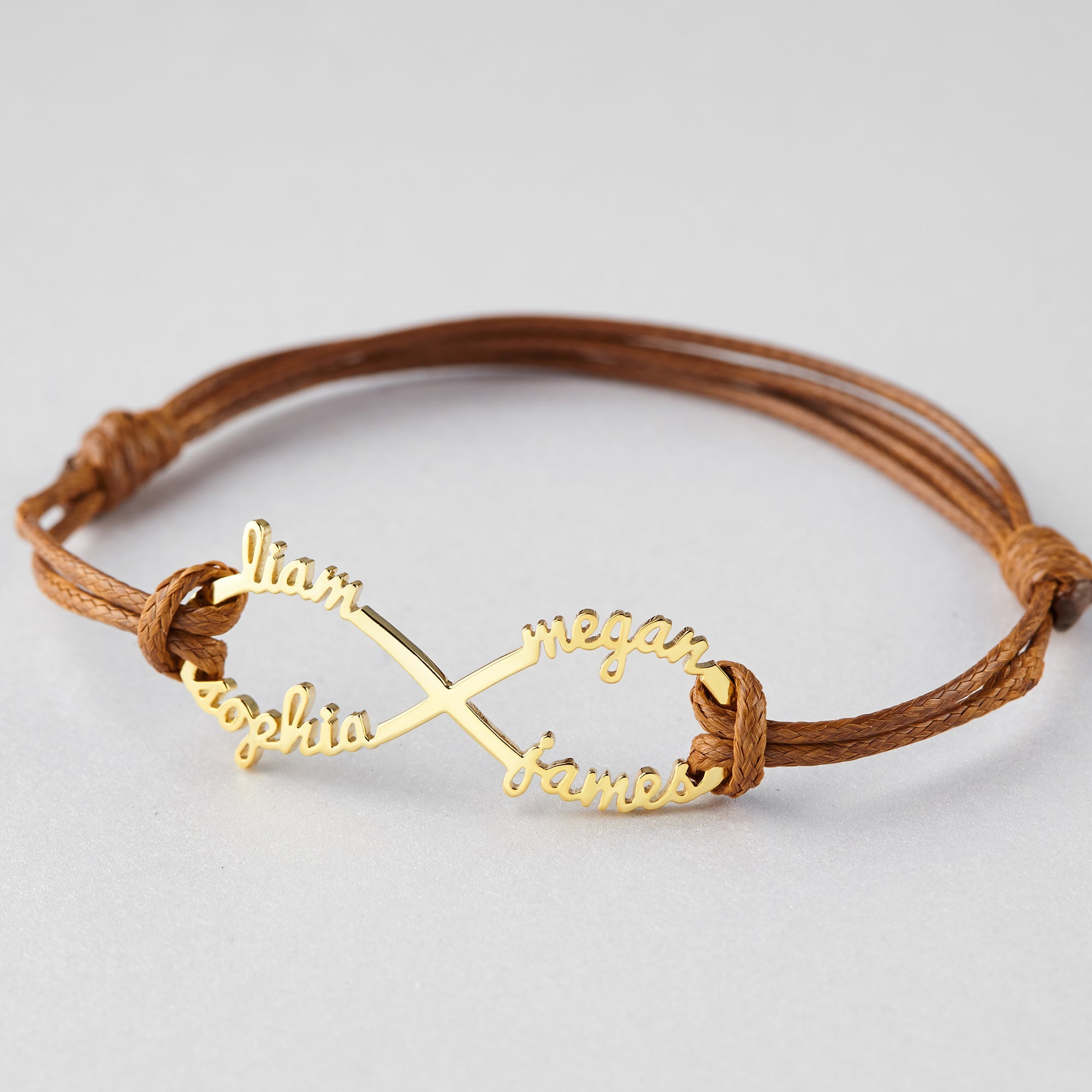 Infinity Name Bracelet For Mom - Leather Cord