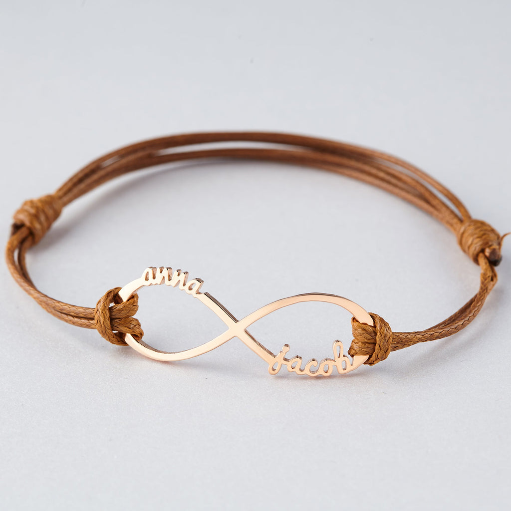 Infinity Name Bracelet For Mom - Leather Cord