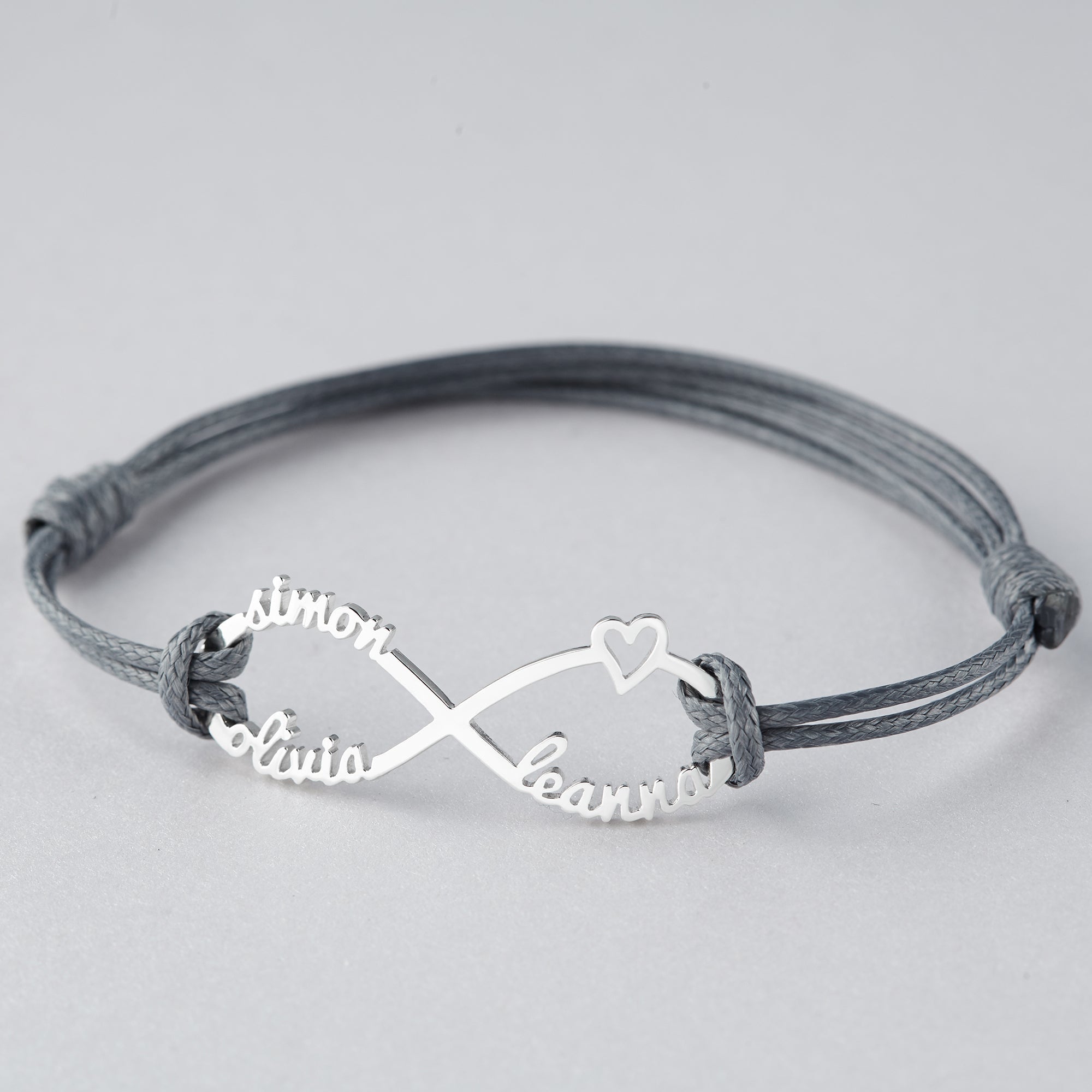 Infinity Name Bracelet For Mom - Leather Cord