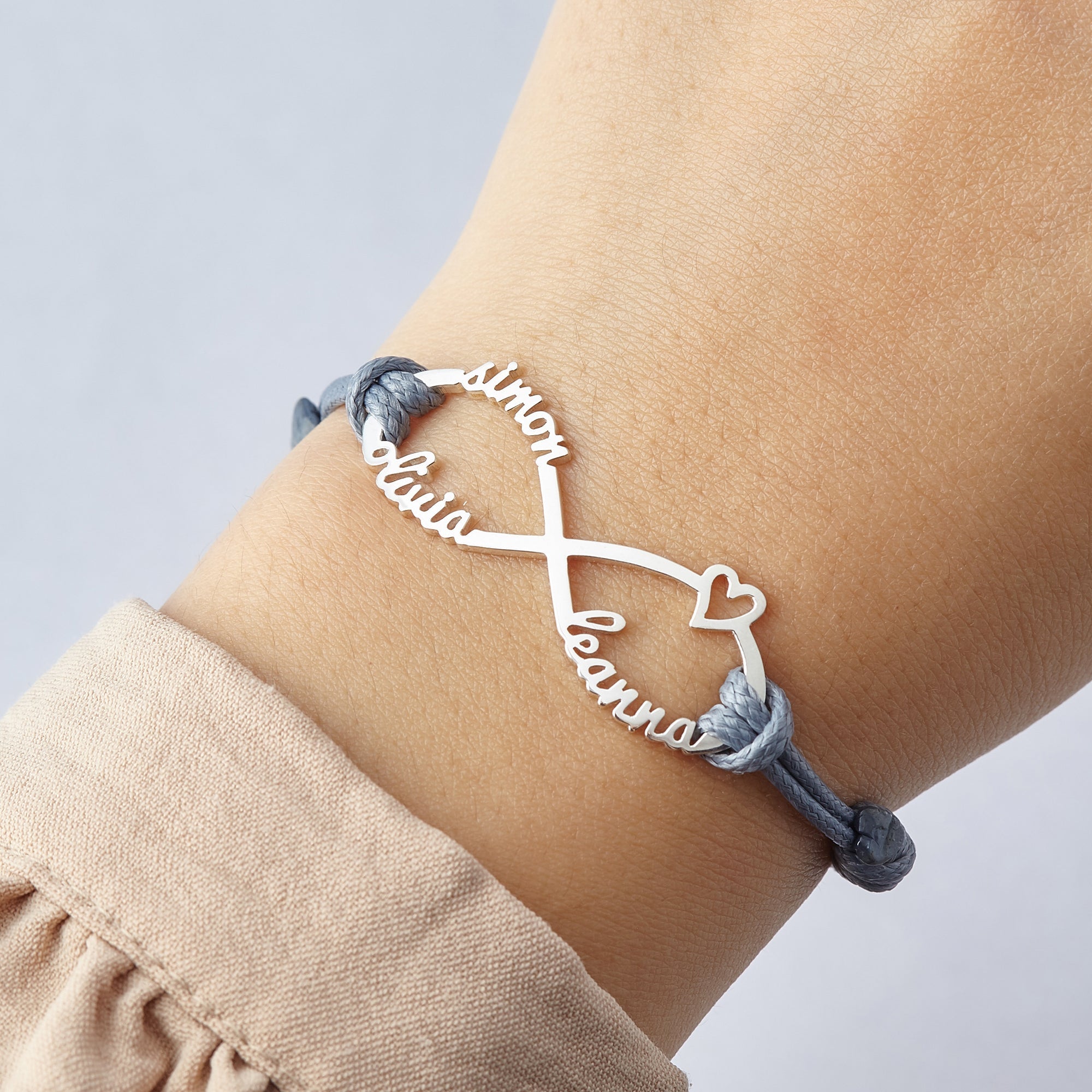 Infinity Name Bracelet For Mom - Leather Cord