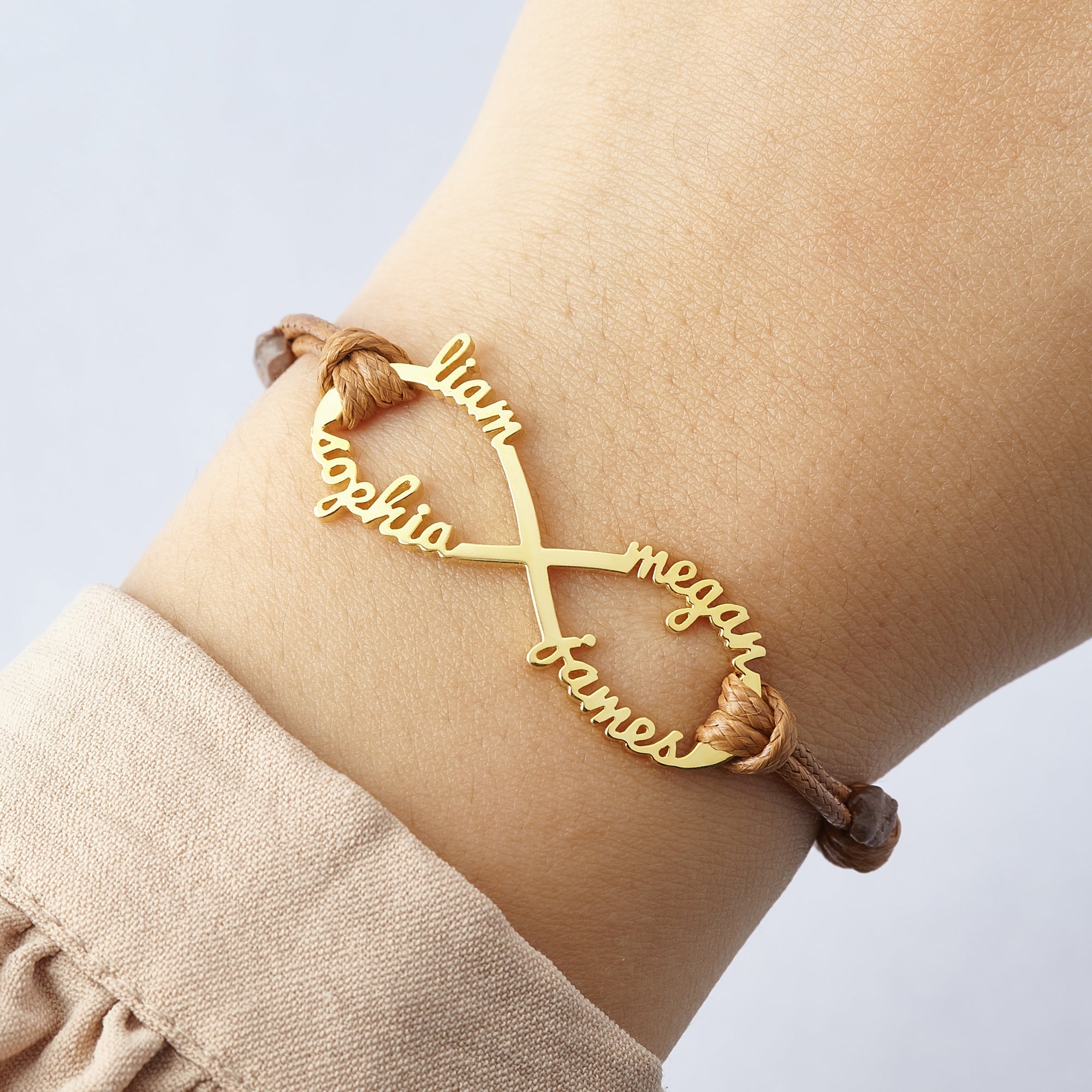 Infinity Name Bracelet For Mom - Leather Cord