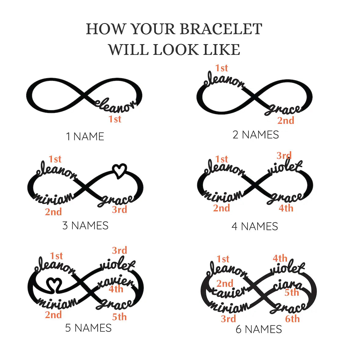 Infinity Name Bracelet For Mom - Leather Cord