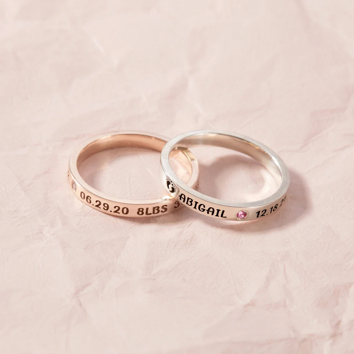 Baby Stats Ring With Birthstone
