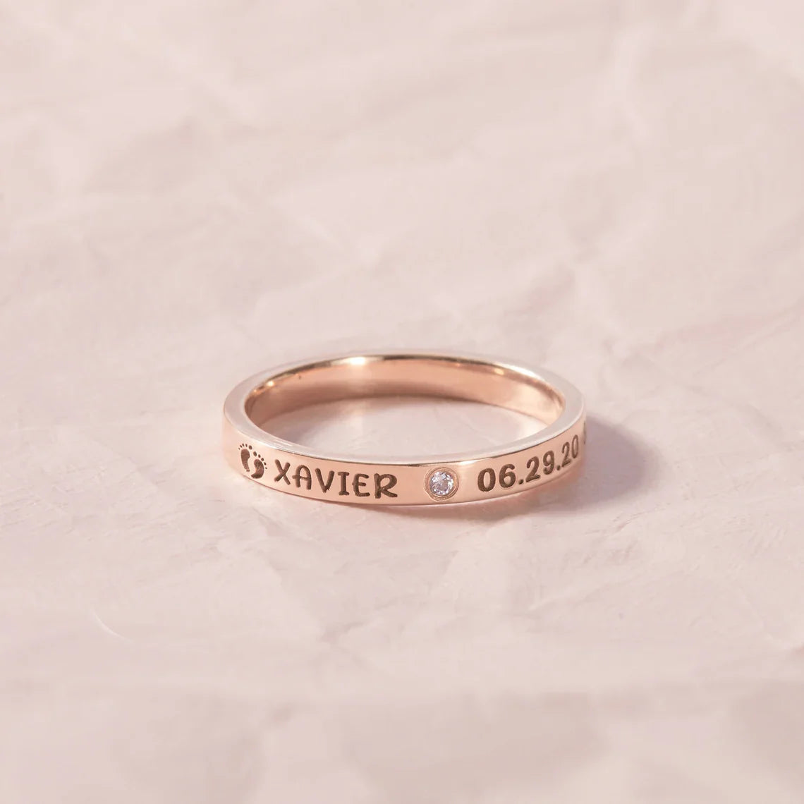 Baby Stats Ring With Birthstone